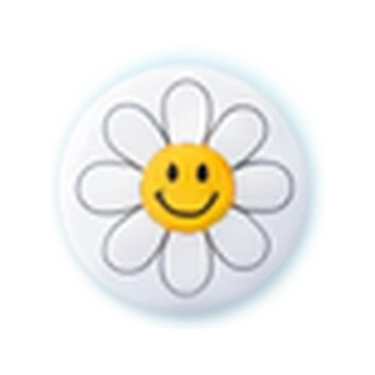 1.25 inch round pinback button with daisy design