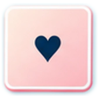 2 by 2 inch square pinback button with pink heart design