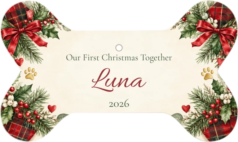 Our First Christmas Together Personalized Bone Ceramic Ornament