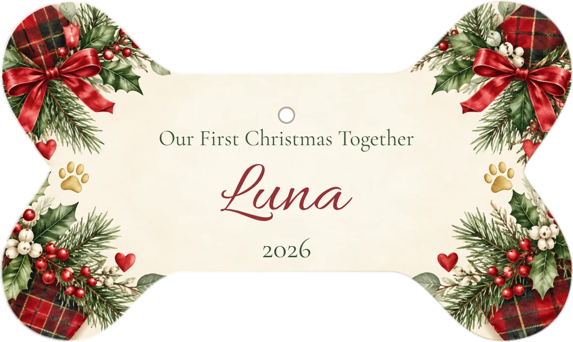 Our First Christmas Together Personalized Bone Ceramic Ornament