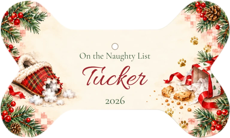 On the Naughty List Personalized Bone Ceramic Ornament