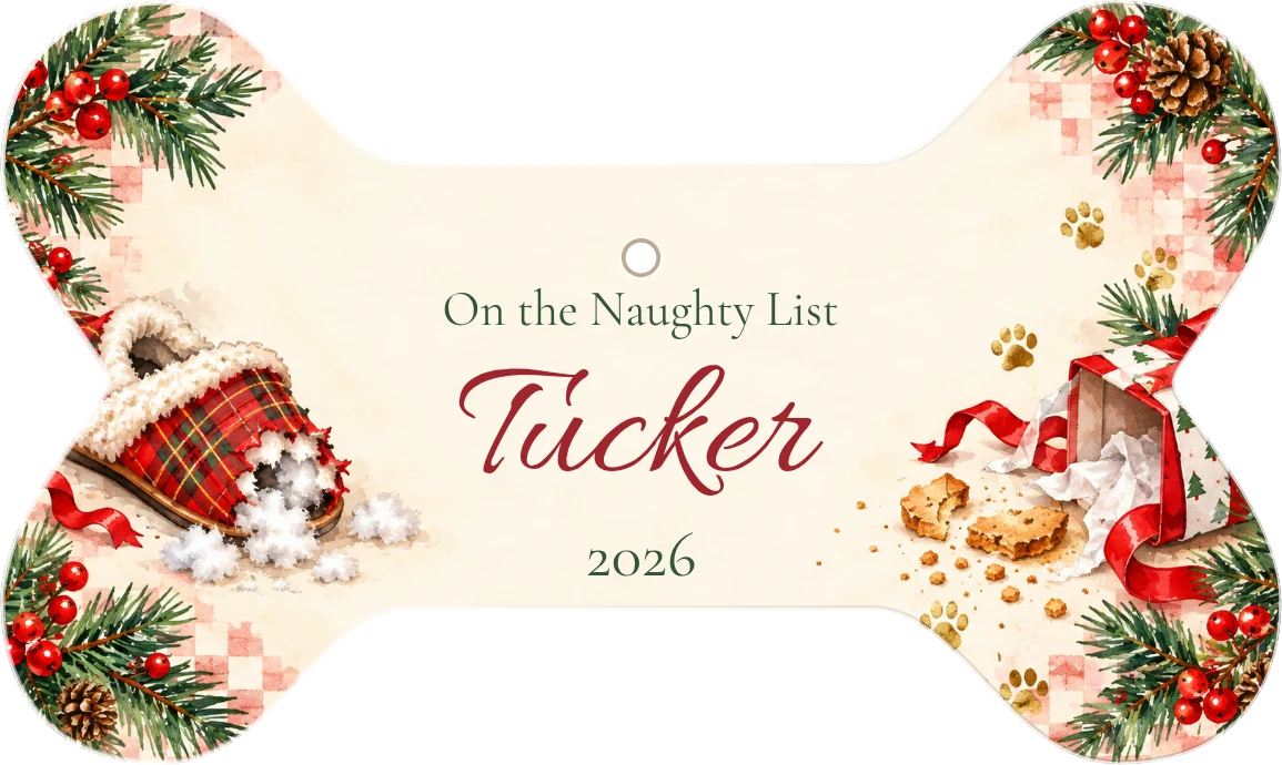 On the Naughty List Personalized Bone Ceramic Ornament