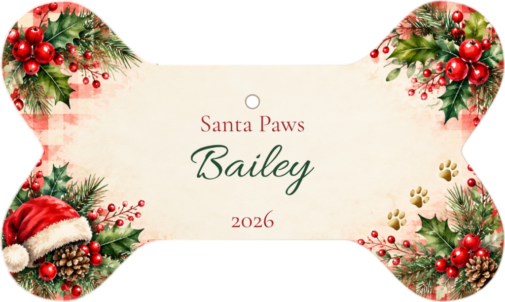 Santa Paws Personalized Bone Ceramic Ornament personalized example