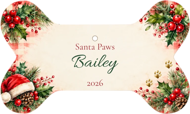 Santa Paws Personalized Bone Ceramic Ornament