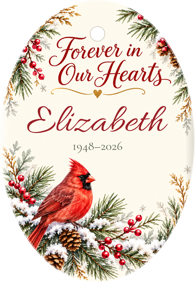 Forever in Our Hearts Personalized Oval Ceramic Ornament personalized example