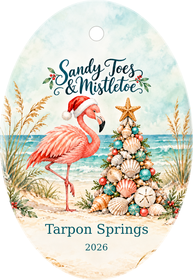 Coastal Christmas Personalized Oval Ceramic Ornament personalized example