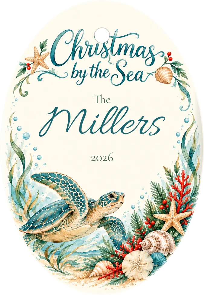 Christmas by the Sea Ceramic Ornament