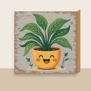 Smiling Potted Plant Shelf Block