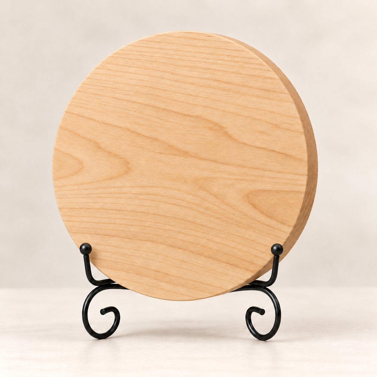 Blank round wood sign on included easel