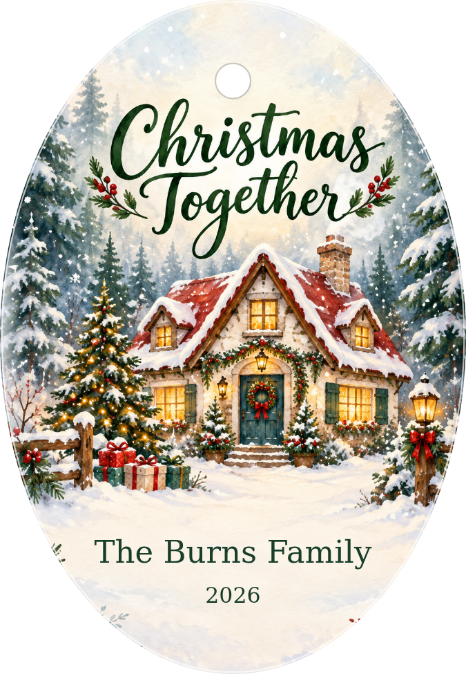 Family Christmas Personalized Oval Ceramic Ornament personalized example