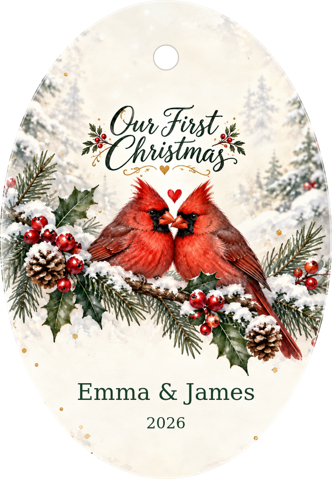 Our First Christmas Personalized Oval Ceramic Ornament personalized example