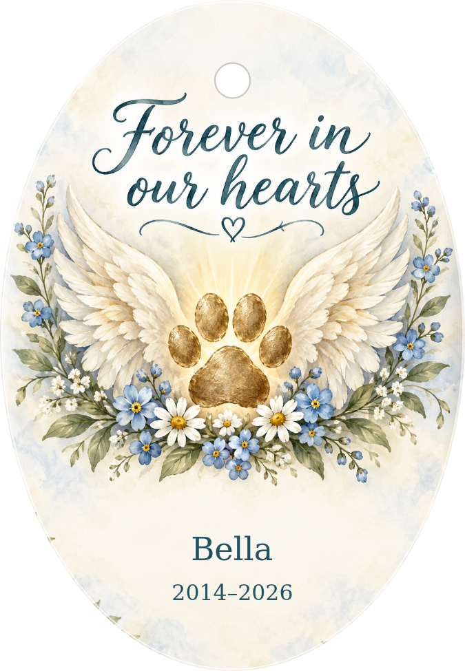 Pet Memorial Personalized Oval Ceramic Ornament personalized example