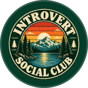 Introvert Social Club – 2.25″ Pin-Back Button — 2.25 inch button on a denim jacket