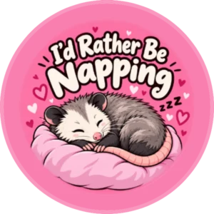 I'd Rather Be Napping – 2.25″ Pin-Back Button — 2.25 inch button on a denim jacket