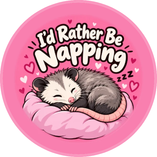 I'd Rather Be Napping – 2.25″ Pin-Back Button — 2.25 inch button on a denim jacket