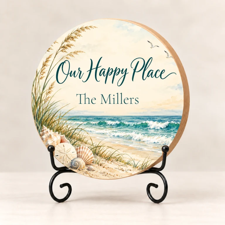 Coastal Calm Personalized Wood Shelf Sitter