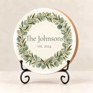 Family Roots Personalized Wood Shelf Sitter with full printed background