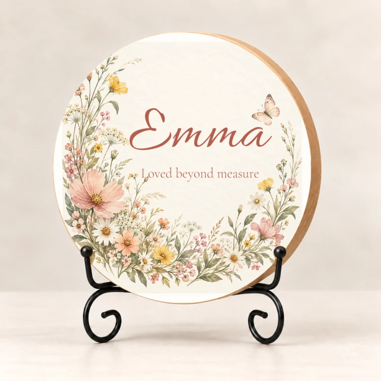 Little Wildflower Personalized Wood Shelf Sitter