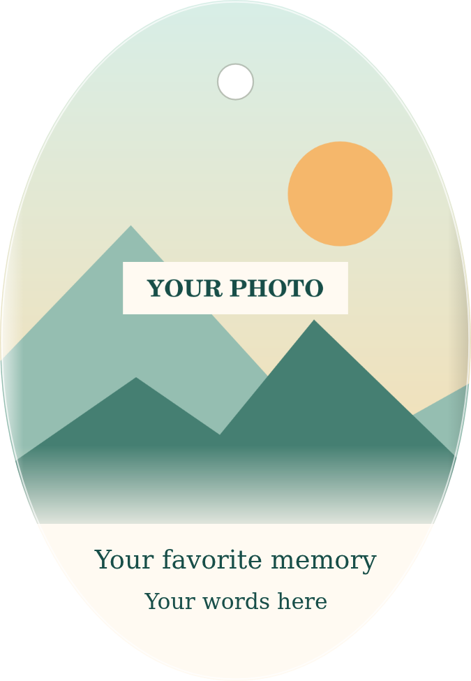 Your Photo + Custom Text Personalized Oval Ceramic Ornament personalized example