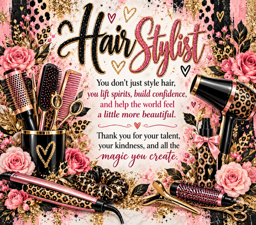 Hair Stylist Tumbler complete wrap design