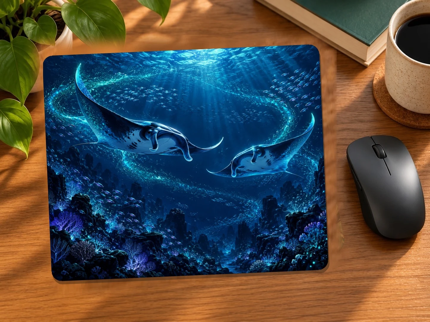 Bioluminescent Manta Rays Mouse Pad