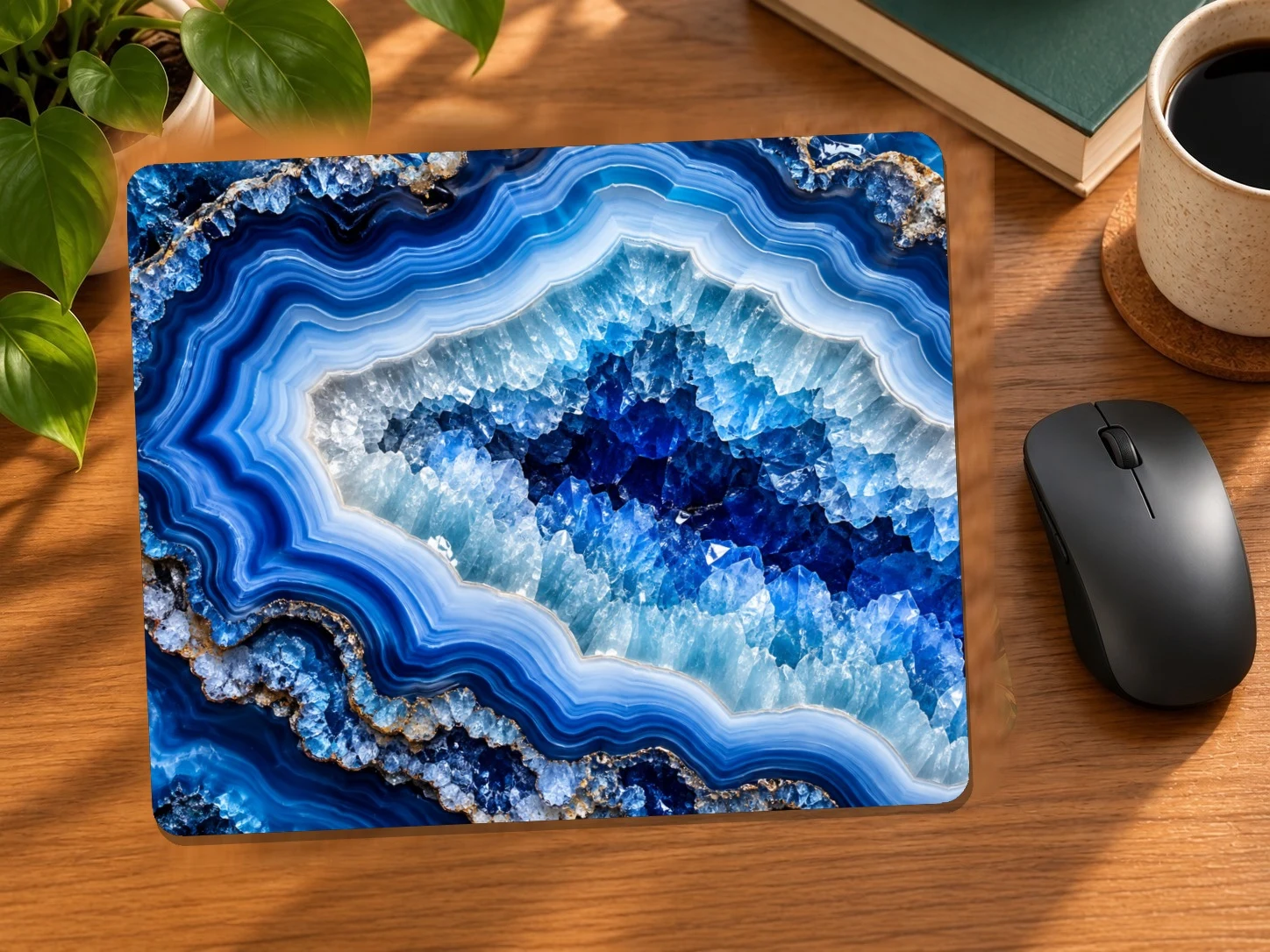 Blue Agate Geode Mouse Pad