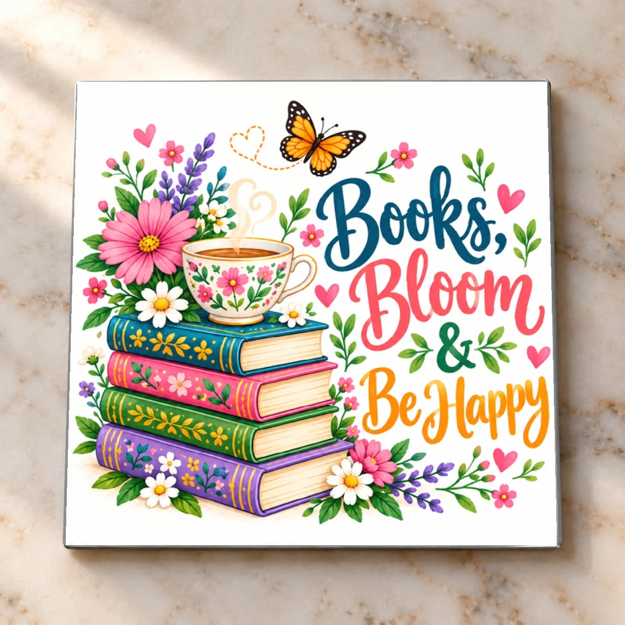 Books, Bloom & Be Happy Magnet