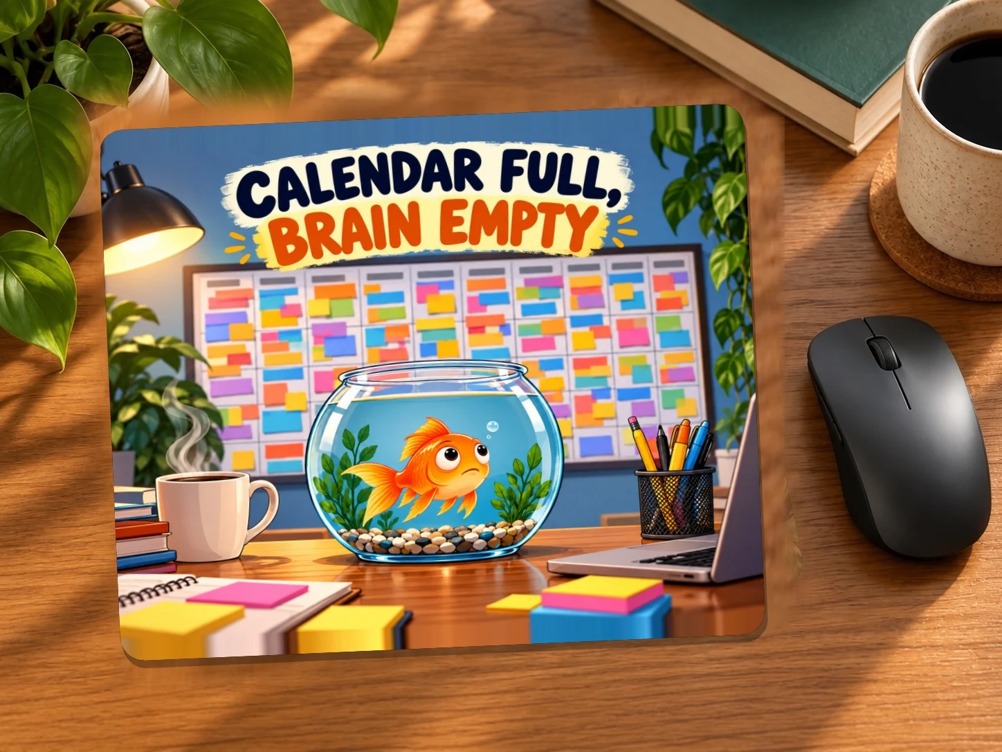 Calendar Full, Brain Empty Mouse Pad