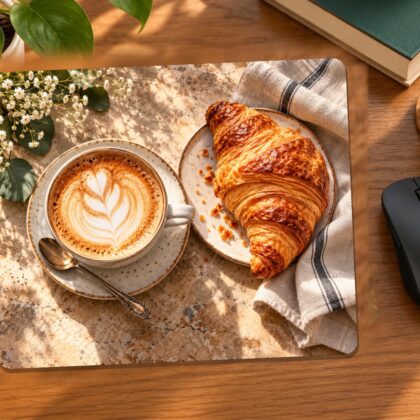 Cappuccino and Croissant Mouse Pad