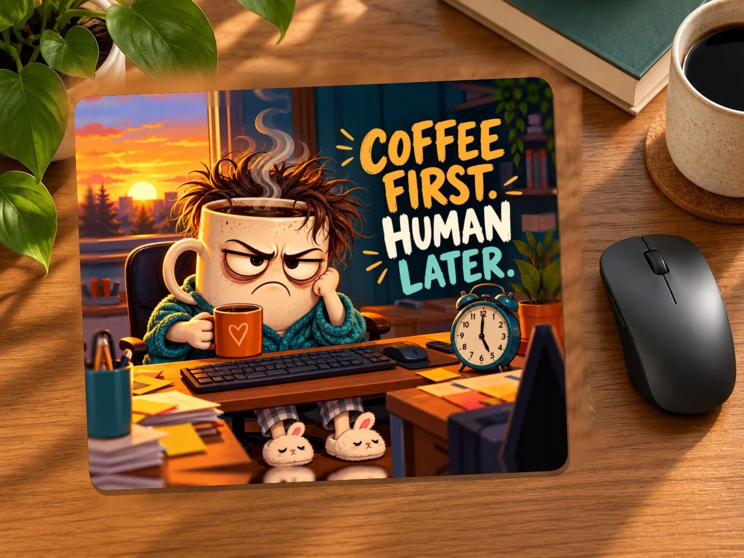 Coffee First. Human Later. Mouse Pad