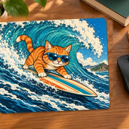 Cool Cat Surfer Mouse Pad