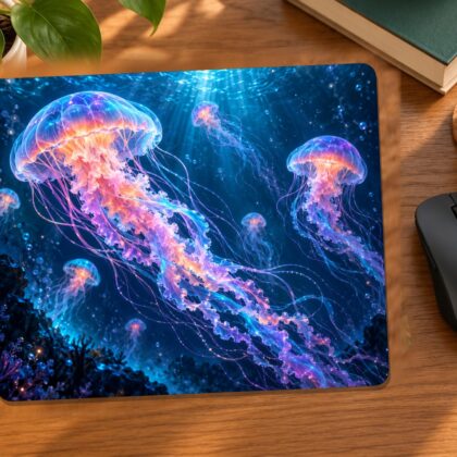 Glowing Jellyfish Drift Mouse Pad