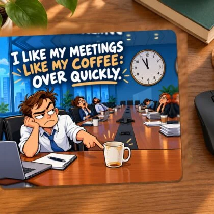 I Like My Meetings Like My Coffee: Over Quickly. Mouse Pad