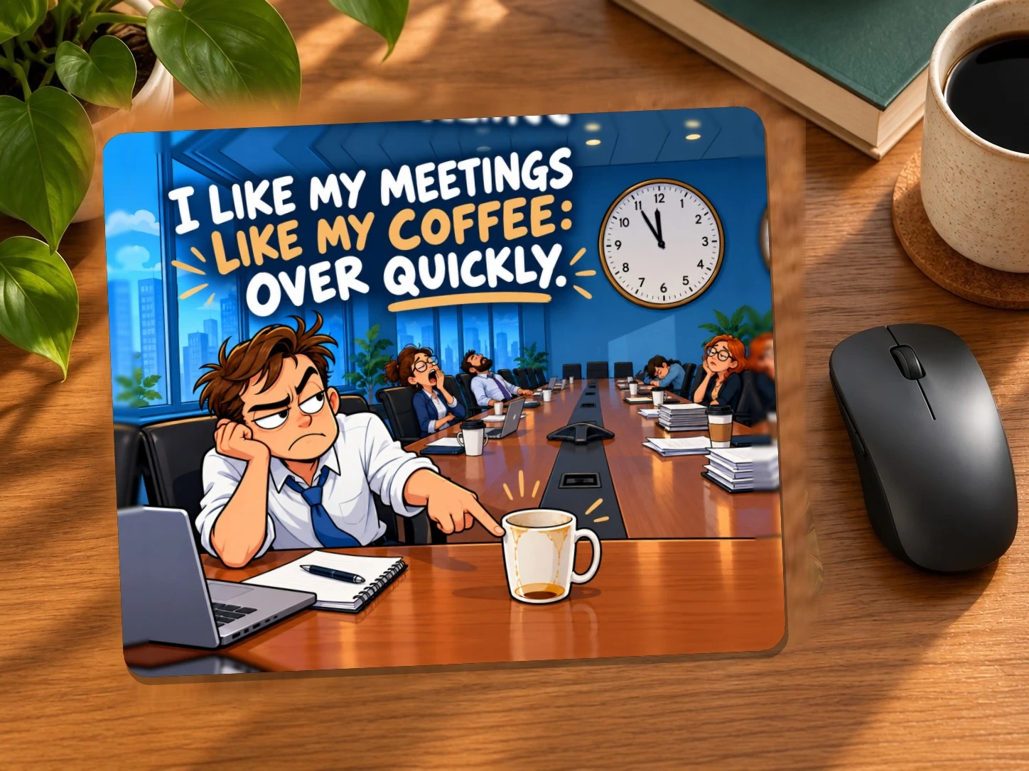 I Like My Meetings Like My Coffee: Over Quickly. Mouse Pad