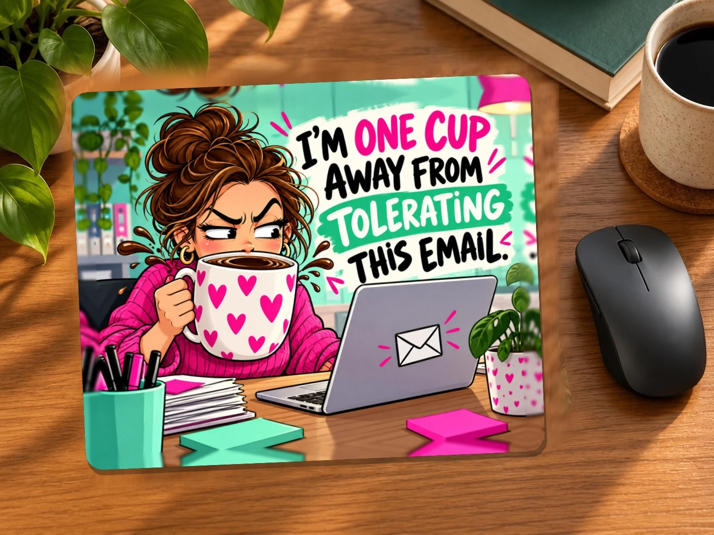 I’m One Cup Away from Tolerating This Email. Mouse Pad