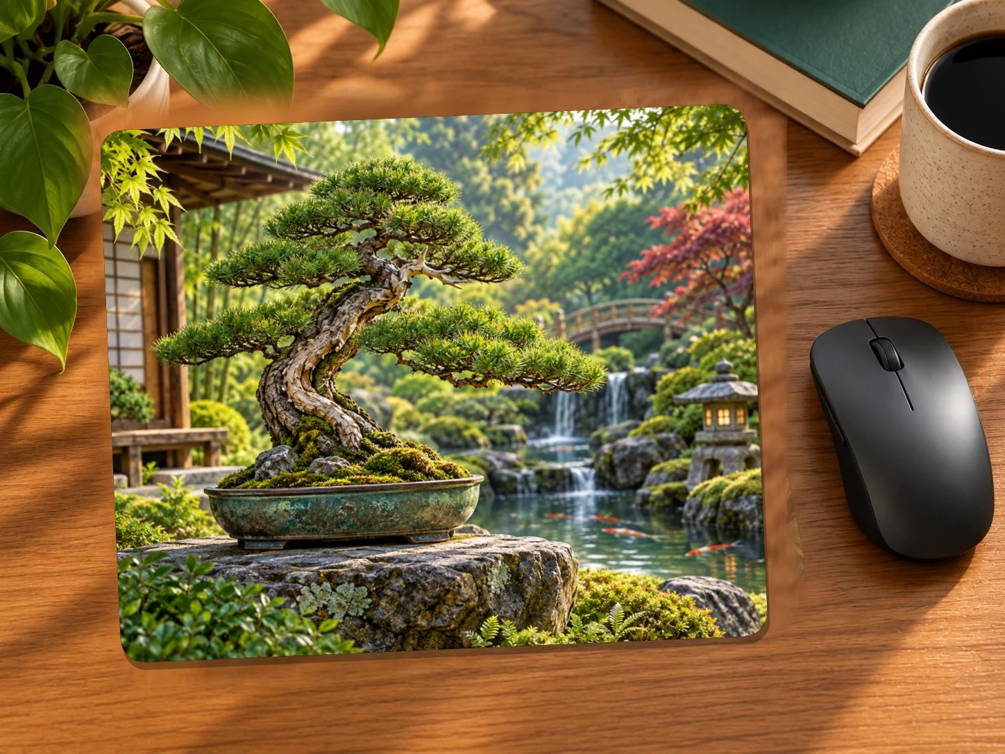 Japanese Bonsai on Stone Mouse Pad