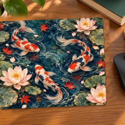 Koi and Water Lilies Mouse Pad