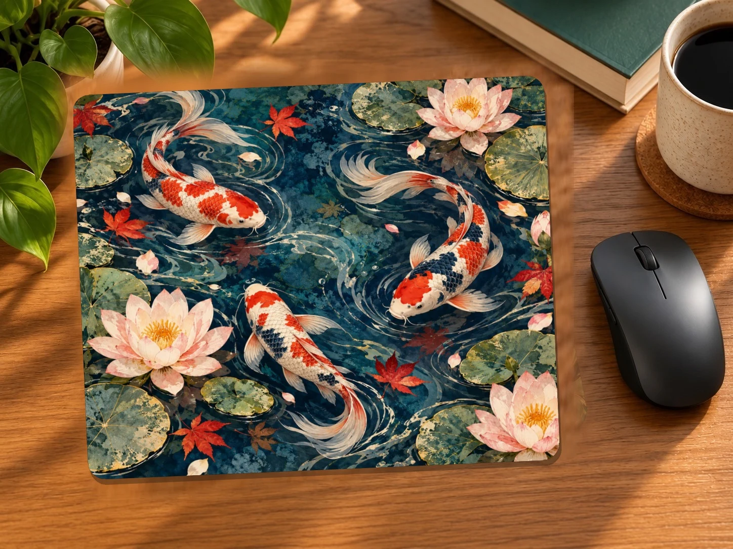 Koi and Water Lilies Mouse Pad