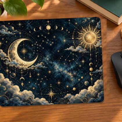 Moon and Sun Celestial Chart Mouse Pad