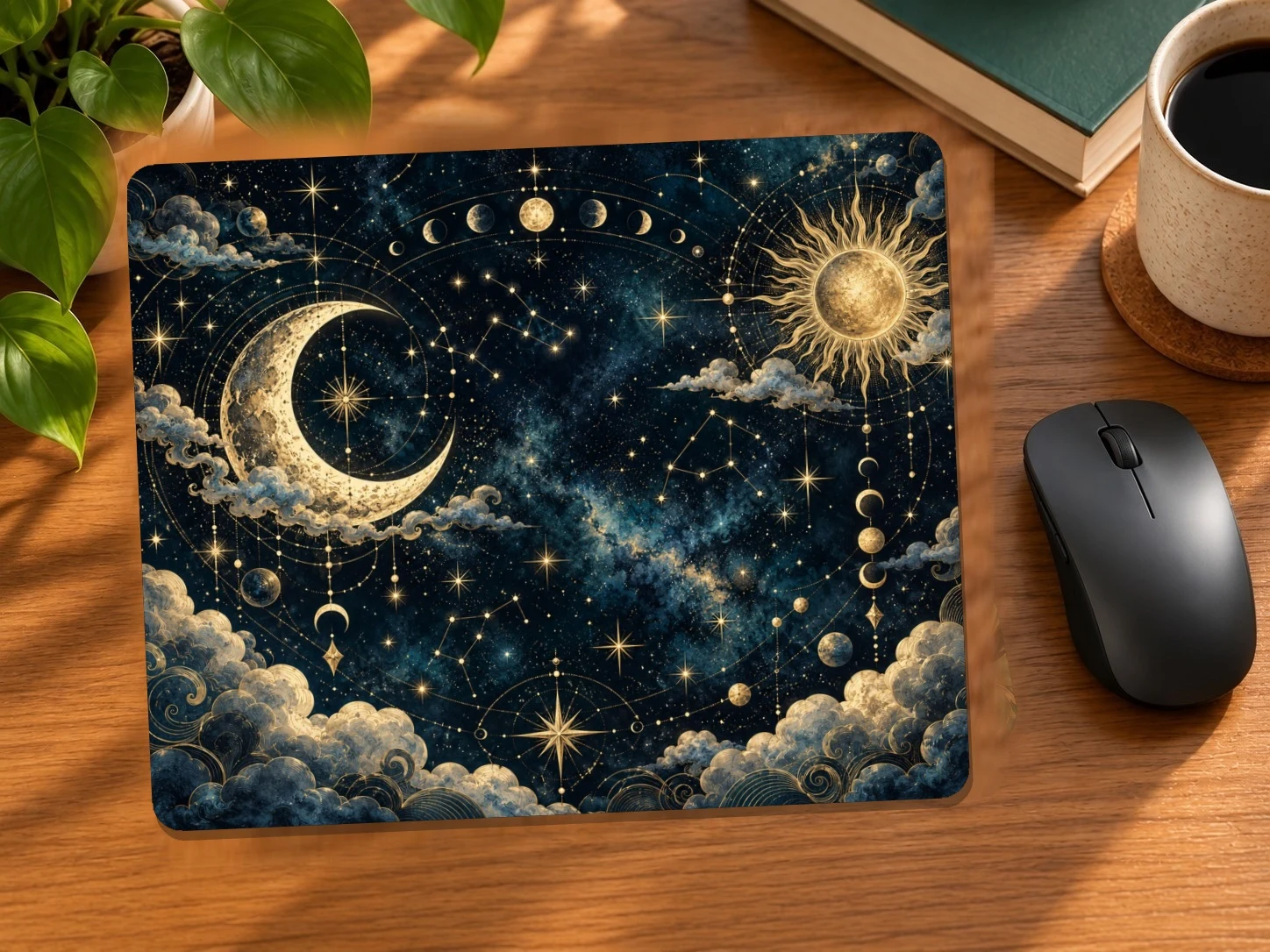 Moon and Sun Celestial Chart Mouse Pad