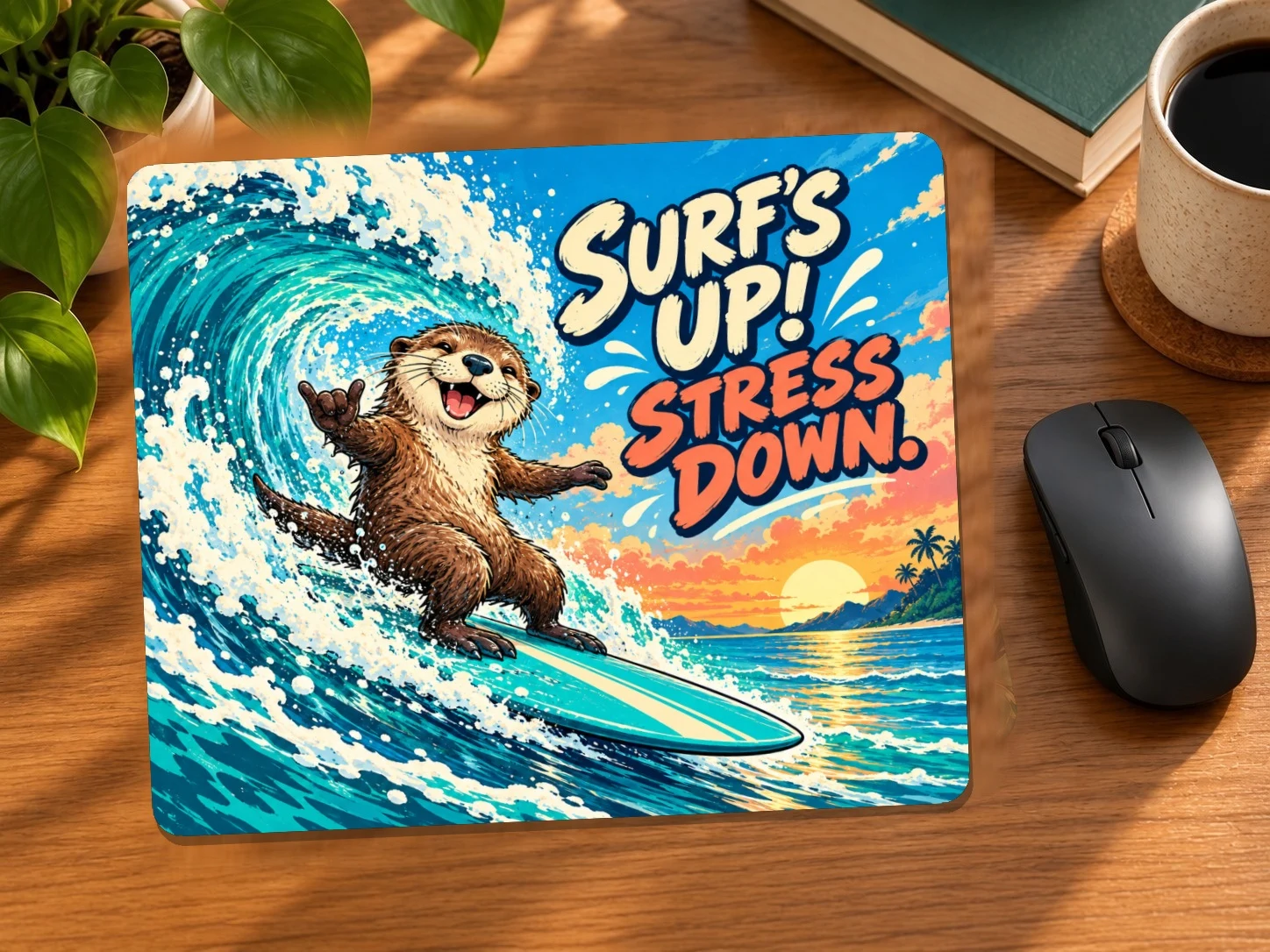 Otter Surf’s Up Stress Down Mouse Pad
