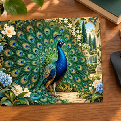 Peacock in a Jewel-Tone Garden Mouse Pad