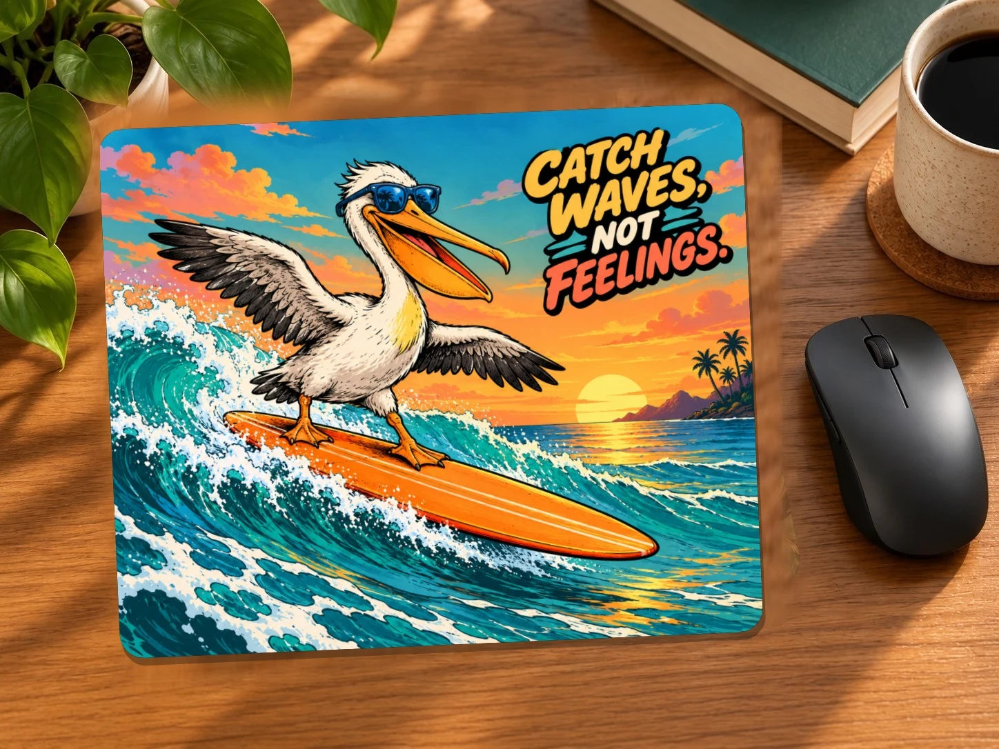 Pelican Catch Waves Not Feelings Mouse Pad