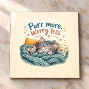 Purr More Worry Less Magnet Magnet