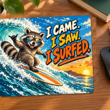 Raccoon I Came I Saw I Surfed Mouse Pad