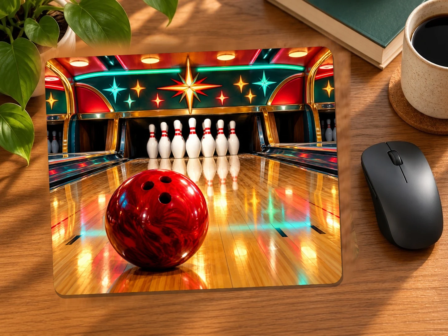 Retro Bowling Night Mouse Pad