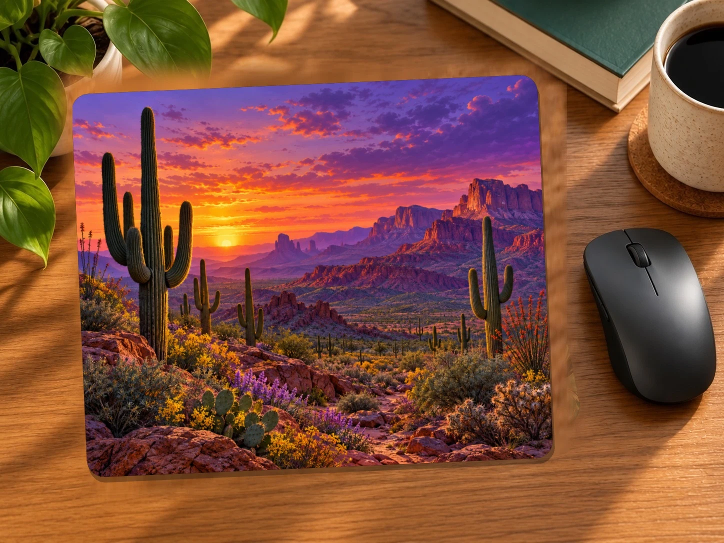 Saguaro Desert Twilight Mouse Pad