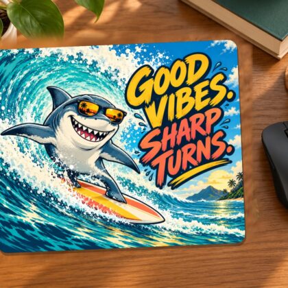 Shark Good Vibes Sharp Turns Mouse Pad
