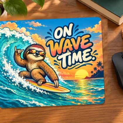 Sloth On Wave Time Mouse Pad