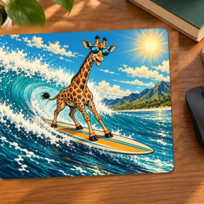 Surfing Giraffe Mouse Pad